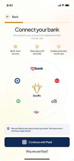 Connect bank screen