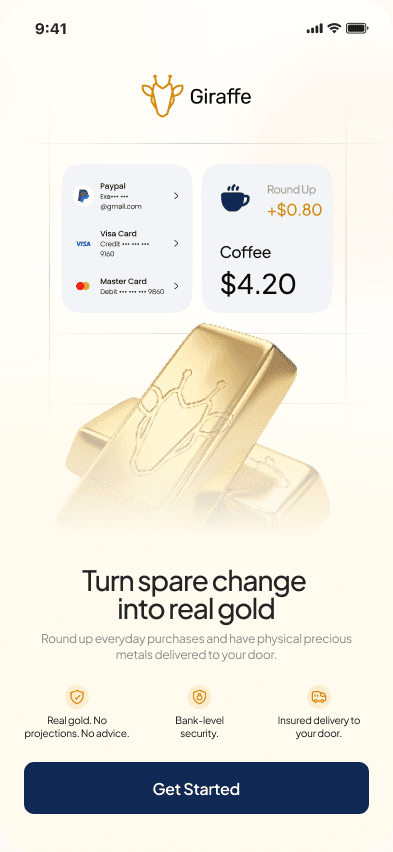 Giraffe Gold welcome screen